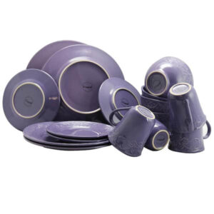 Elama 16-Piece Traditional Lilac Stoneware Dinnerware Set