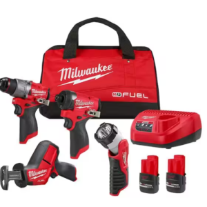 M12 FUEL 12-Volt Lithium-Ion Brushless Cordless Combo Kit (4-Tool) with Two 2.5a
