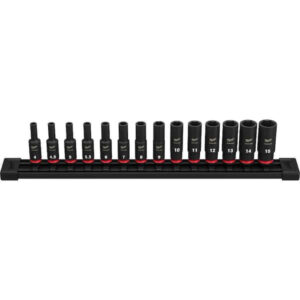 Milwaukee SHOCKWAVE 1/4" Metric Deep Well Impact Socket Set 14‑Piece