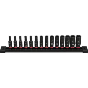 Milwaukee SHOCKWAVE 1/4" Metric Deep Well Impact Socket Set 14‑Piece