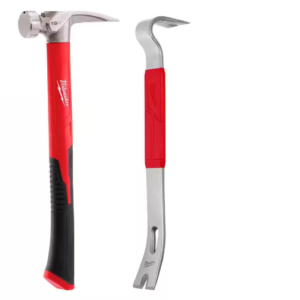 19 oz. Smooth Face Poly/Fiberglass Handle Hammer with 15 in. Pry Bar (2-Piece)
