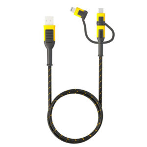 DEWALT Reinforced 3-In-1 Cable for Lightning, USB-C and Micro-USB 131 1356 DW2