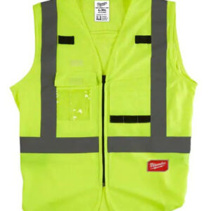 Large/X-Large Yellow Class 2 High Visibility Safety Vest with 10 Pockets