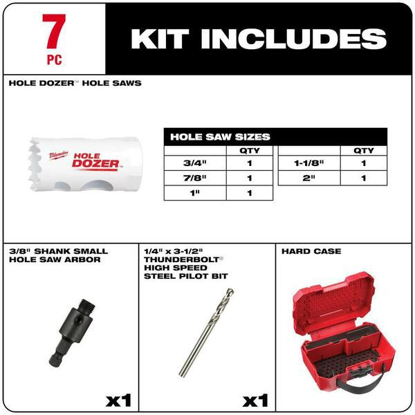 Milwaukee Hole Dozer Bi-Metal Hole Saw Kit (7-Piece) 49-22-4040