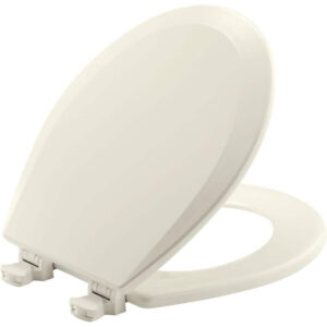 BEMIS Round Enameled Wood Closed Front Toilet Seat in Biscuit