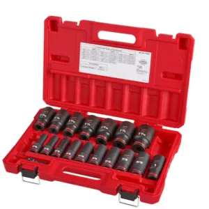 SHOCKWAVE 1/2 in. Drive SAE Deep Well 6 Point Impact Socket Set (18-Piece)