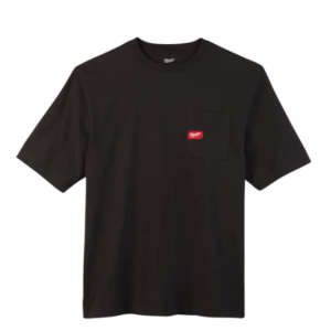 Men's Medium Black Heavy Duty Cotton/Polyester Short-Sleeve Pocket T-Shirt
