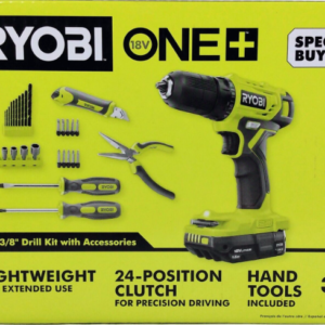Ryobi 18V 3/8" Drill Kit with Accessories PCL201K1SB