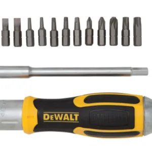 Ratcheting Screwdriver with Removable Bar and 12 Bits