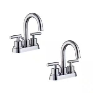 Dorset 4 in. Centerset Double-Handle High-Arc Bathroom Faucet in Chrome (2-Pack)