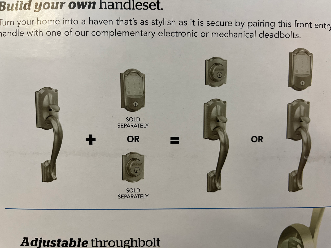 Schlage Camelot Satin Nickel Door Handleset Grip with Accent Door Handle and Ca