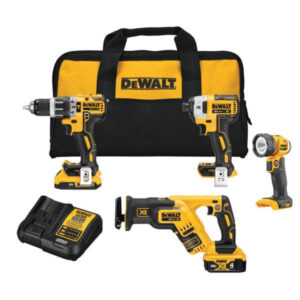 20-Volt MAX Brushless Combo Kit (4-Tool) with 2 Ahr Battery, 4 Ahr Battery