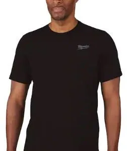 Men's Large Black Cotton/Polyester Short-Sleeve Hybrid Work T-Shirt
