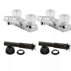 Pfirst Series 4 in. Centerset Double Handle Bathroom Faucet Combo Kit with Acryl