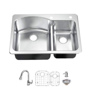 Glacier Bay Bratten 33 in. Drop-In 60/40 Double Bowl 18 Gauge Stainless Steel K