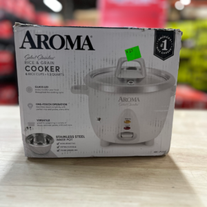AROMA Simply 6-Cup Stainless Steel White Rice Cooker