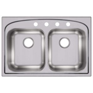 Elkay Pergola 33 in. Drop-in Double Bowl 20-Gauge Stainless Steel Kitchen Sink