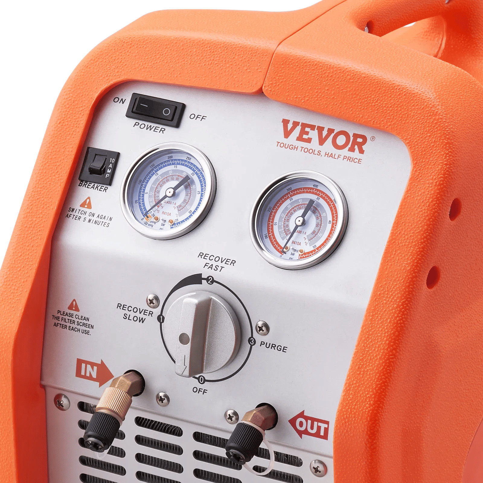 VEVOR 1 HP Refrigerant Recovery Machine - Dual Cylinder Portable AC Recovery Ma