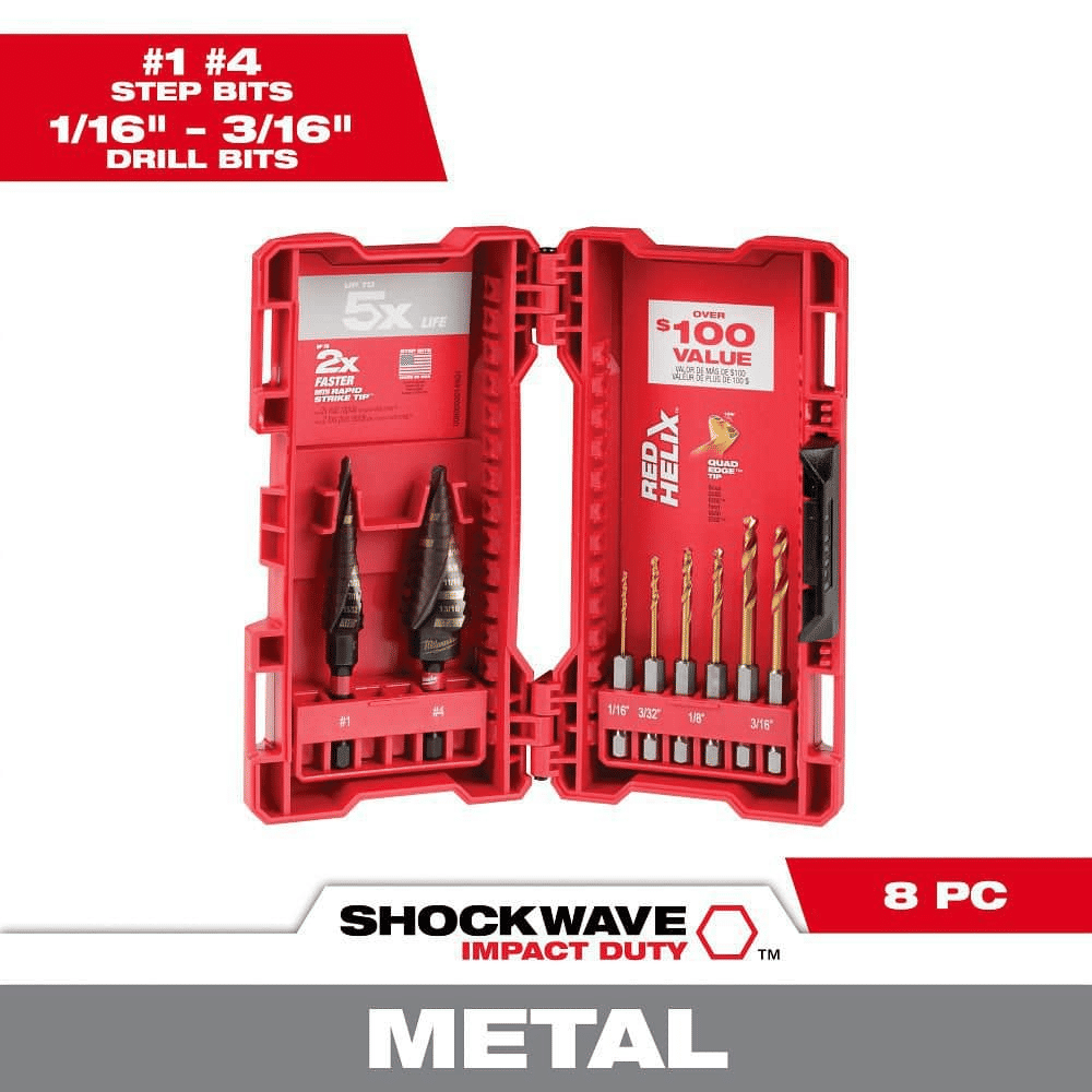 Milwaukee Shockwave Impact-Duty Titanium Step Bit Set (8-Piece) 48-89-9252