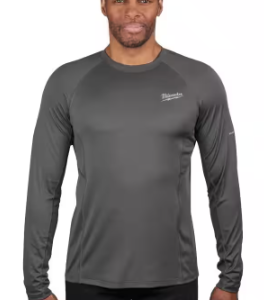 Men's 2X-Large Gray Work Skin Long Sleeve Mid Weight Performance Shirt