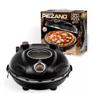 Piezano 12 in. Black Portable Countertop Stone Bake Indoor Grill Electric Oven P