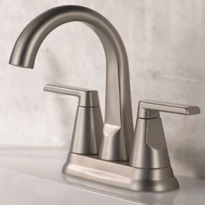 Delta Sparrow Spotshield Brushed Nickel 4-in centerset 2-Handle WaterSense Bathr