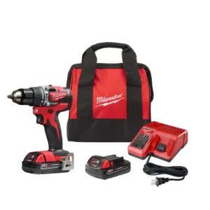 M18 18V Lithium-Ion Brushless Cordless 1/2 in. Compact Hammer Drill/Driver Kit w