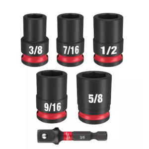 SHOCKWAVE 3/8 in. Drive SAE Standard 6 Point Impact Socket Set (6-Piece)