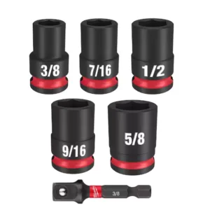 SHOCKWAVE 3/8 in. Drive SAE Standard 6 Point Impact Socket Set (6-Piece)