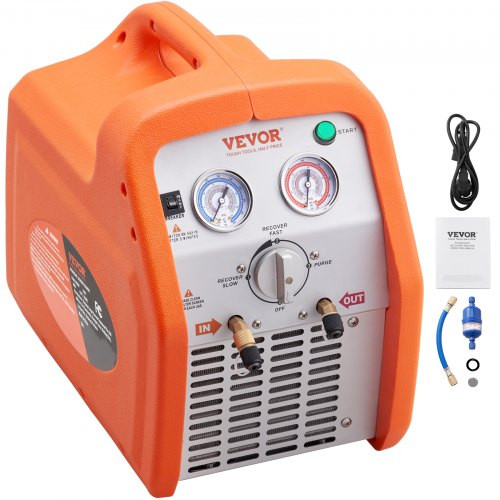 VEVOR 1 HP Refrigerant Recovery Machine - Dual Cylinder Portable AC Recovery Ma