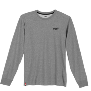 Men's Large Gray Cotton/Polyester Long-Sleeve Hybrid Work T-Shirt