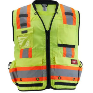 Large/X-Large Yellow Class 2 Surveyor's High Visibility Safety Vest with 27-Pock