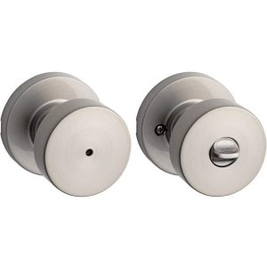 Kwikset Pismo Round Satin Nickel Bed/Bath Door Knob Featuring Microban Antimicr