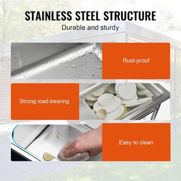 VEVOR Stainless Steel Utility Sink 47.2 x 19.7 x 37.4 in. Commercial Single Bow
