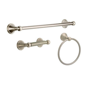 Delta Crestfield 3-Piece Bath Hardware Set with Towel Ring Toilet Paper Holder 
