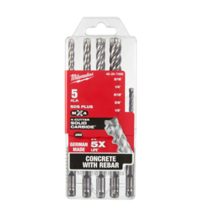 4-Cutter SDS-PLUS Carbide Hammer Drill Bit Kit (5-Piece)