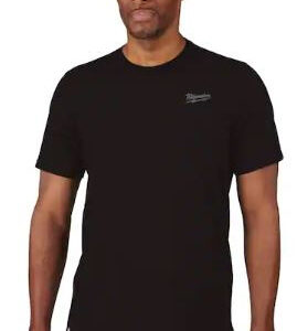 Men's 2X-Large Black Cotton/Polyester Short-Sleeve Hybrid Work T-Shirt