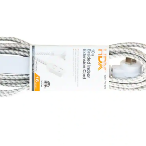 HDX 10 ft. 16-Gauge/2 White Braided Extension Cord