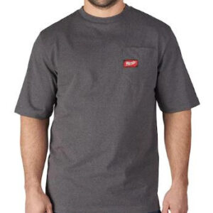 Men's 2X-Large Gray Heavy Duty Cotton/Polyester Short-Sleeve Pocket T-Shirt