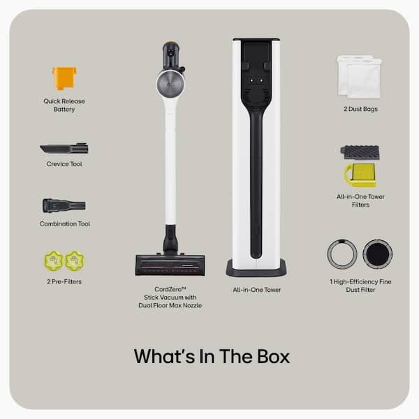 LG CordZero Bagged All-in-One Cordless Cyclonic Washable Filter Stick Vacuum wi