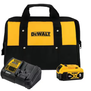 20V MAX XR Premium Lithium-Ion 5.0Ah Battery Pack, Charger and Kit Bag