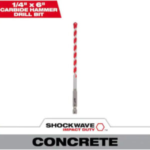 1/4 in. x 4 in. x 6 in. SHOCKWAVE Carbide Hammer Drill Bit for Concrete, Stone,
