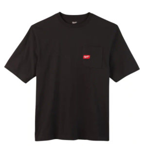 Men's 2X-Large Black Heavy Duty Cotton/Polyester Short-Sleeve Pocket T-Shirt