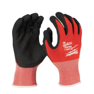 Large Red Nitrile Level 1 Cut Resistant Dipped Work Gloves