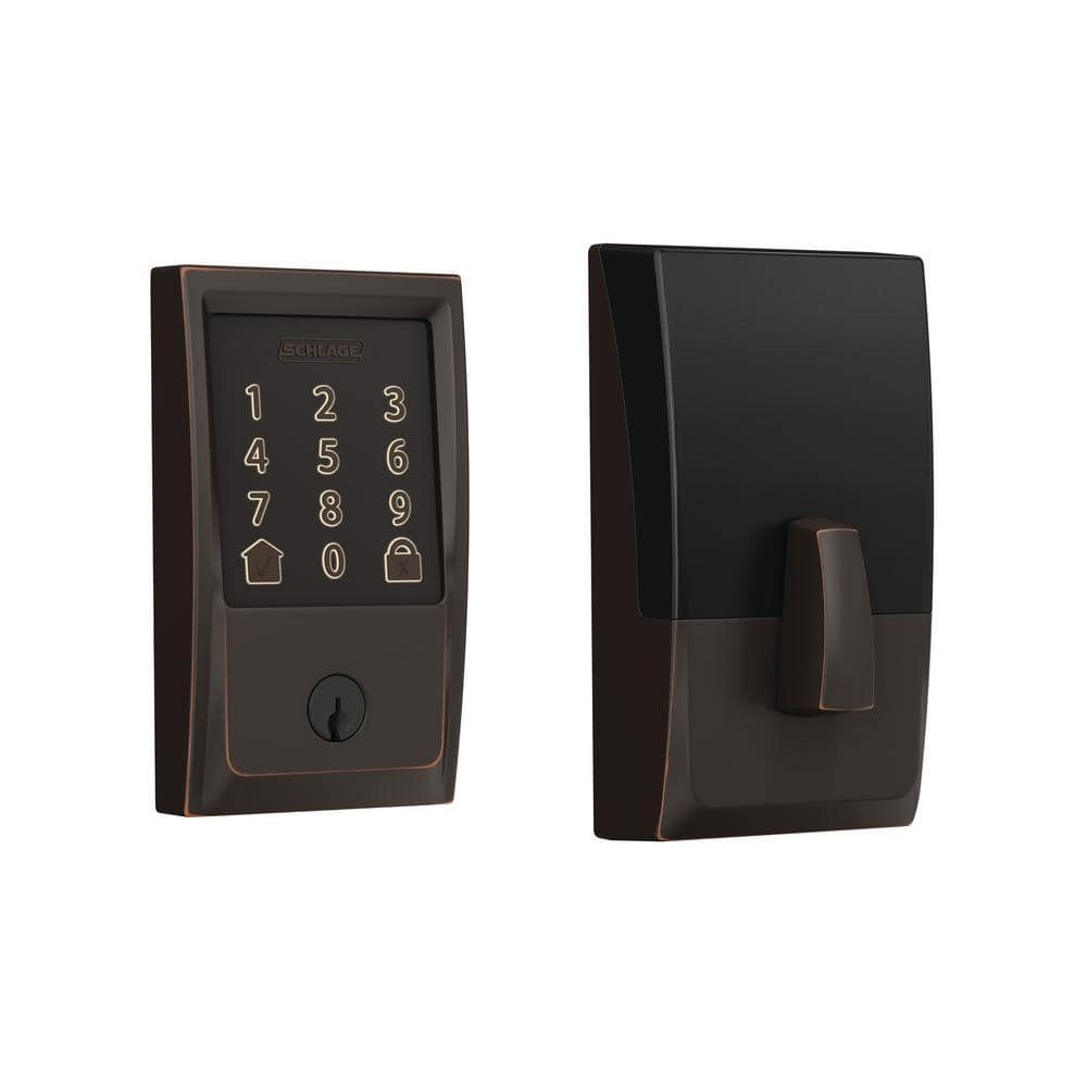 Schlage Century Aged Bronze Electronic Encode Smart WiFi Deadbolt with Alarm BE