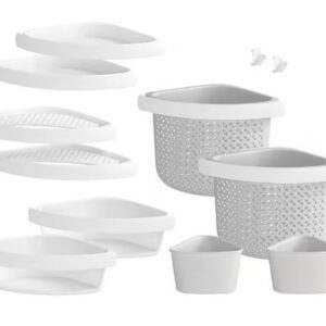 STORE+ 12-Piece Wall Mounted Shower Caddy in White Finish