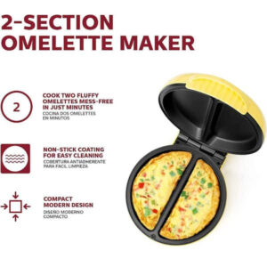 HOLSTEIN HOUSEWARES 4-Egg Yellow and Stainless Steel 2-Section Egg Cooker Omele