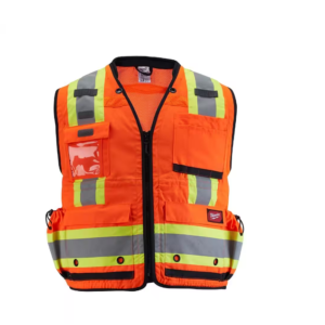 Large/X-Large Orange Class 2 Surveyor's High Visibility Safety Vest with 27-Pock