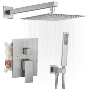 BWE 2-Spray Patterns With 2.5 GPM 12 in. Showerhead Wall Mounted Dual Shower He