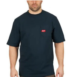 Men's X-Large Blue Heavy Duty Cotton/Polyester Short-Sleeve Pocket T-Shirt